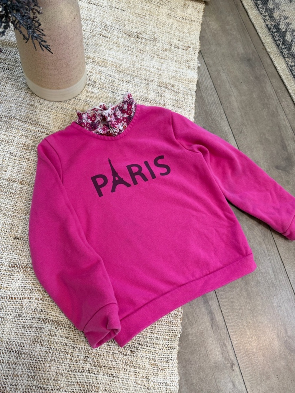 Garanimals Hot Pink Paris Pullover with Floral Ruffle Collar Little Girl Sz 5 - Picture 6 of 16